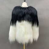 Luxury Mixed Color Goat Faux Fur Wool Jacket