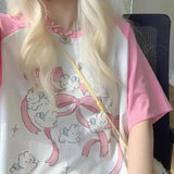 Sweet Pink Kawaii Graphic Rabbit T-Shirt