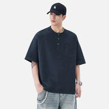 Versatile Heavyweight Henley Neck T-Shirt
