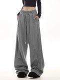 American Streetwear Vintage High Waist Lace-Up Sweatpants