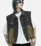 Cowboy Style Distressed Denim Vest