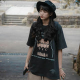 Vintage Washed Psychedelic Figure Printed T-Shirt