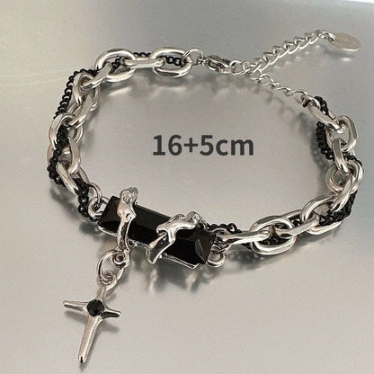 Black Zircon Star Titanium Bracelet