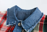 Vintage Plaid Loose Denim Jacket