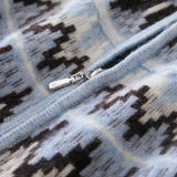 Thick Vintage Jacquard O-Neck Zipper Cardigan