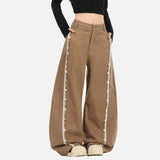 Shell Decoration Patchwork Wide Leg Pants