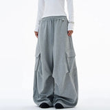Breathable Solid Color Pleated Cargo Sweatpants