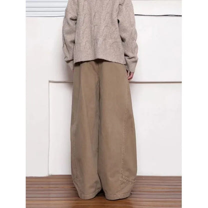 Spliced Scimitar Cotton Casual Wide Leg Pants