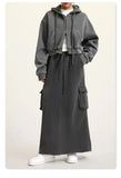 Women's Retro Loose Slit Pockets Skirt
