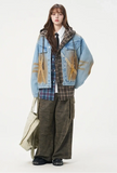 Streetwear Bold Gradient Distressed Denim Jacket