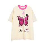 Women Butterfly Print Hip Hop Funny Polyester T-Shirt