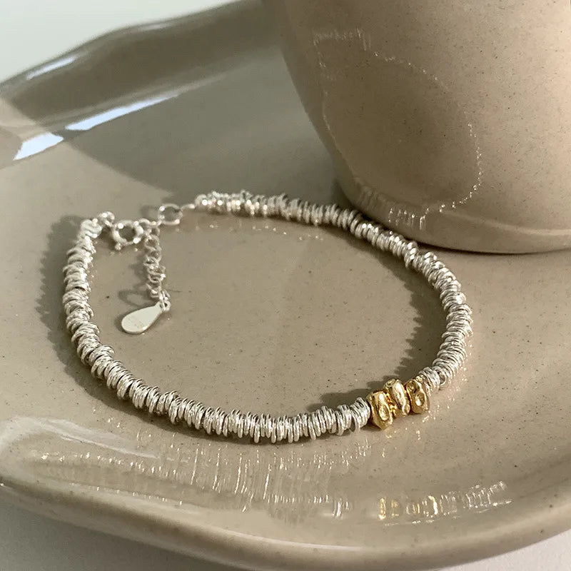 Adjustable Geometric Beads Gold String Bracelet