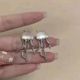 Silver Crystal Deep Sea Jellyfish Earrings