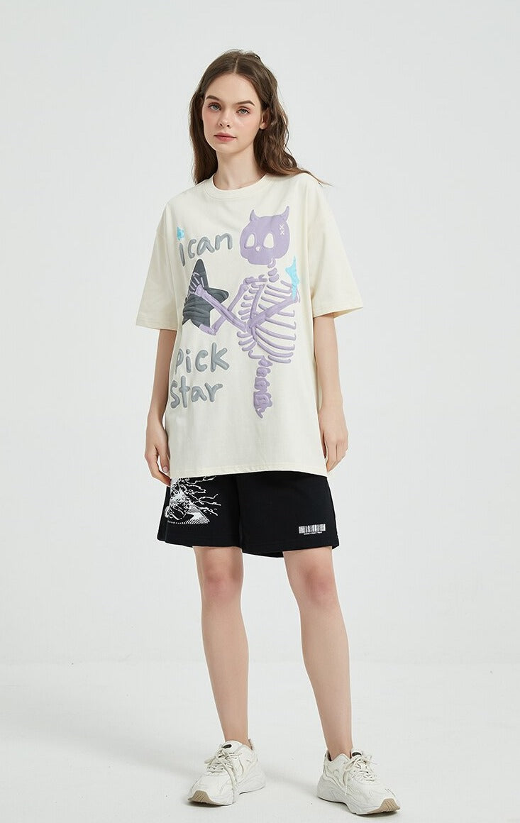 "I Can Pick Star" Devil Horn Skull T-shirt