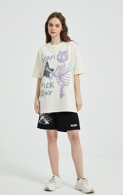 "I Can Pick Star" Devil Horn Skull T-shirt