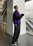 Retro Hip Hop Eagle Pattern Varsity Leather Jacket