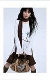 Yedinas Patchwork Gothic Graphic Long T-Shirt