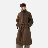 Classic Solid Color Detachable Fur Collar Wool Coat