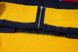Color Block Single Breasted Embroidery Knitted Cardigan