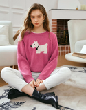 Cozy French Cute Puppy Knit Jumper Sweater