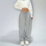 Women Streetwear Retro American Loose Straight Sweatpants