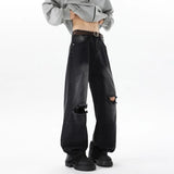 Classic Ripped Wide Leg Jeans