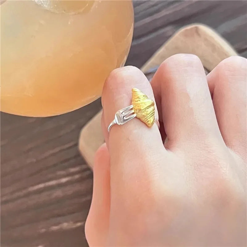 Original 925 Sterling Silver Irregular Croissant Ring