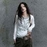 Vintage Japanese Y2K Patchwork Letter T-Shirt