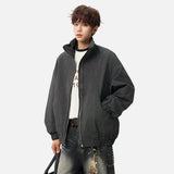 Stylish Plaid Design Stand Collar Zipper Jacket