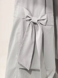 Women Vintage Casual Gray Bow Cargo Pants