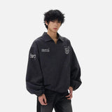Y2K Letter Print College Style Washed Sports Sweatshirt