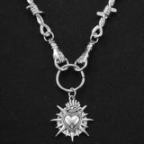 Edgy Thorny Heart Pendant Necklace