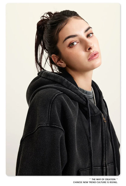 Women's Fleece Zip-up Cropped Hoodie