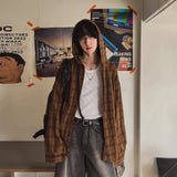 Plaid Vintage Casual Long Sleeve Hooded Shirt