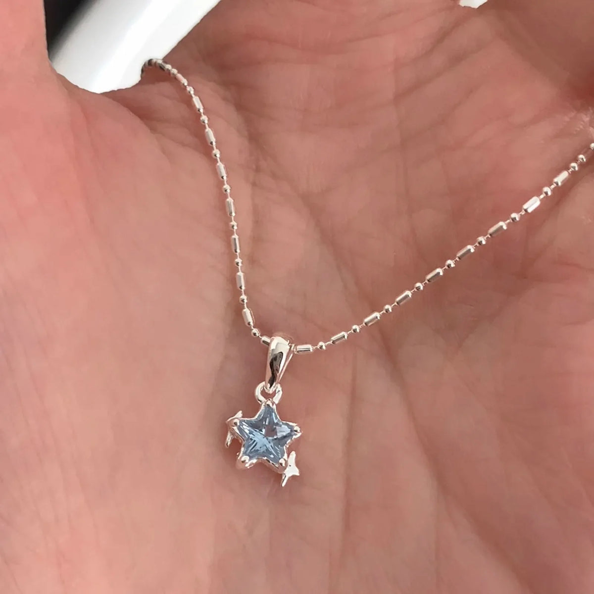 Elegant Blue Star Sterling Silver Necklace