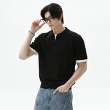 Cleanfit Lapel Contrast Color Casual Polo T-Shirt