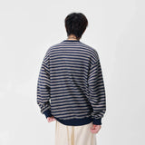 Y2K Striped Oversized Crew Neck Sweatshirt