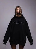Cozy Oversized Retro Print Fleece Hoodie