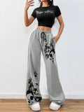 Dark Gothic Drawstring Loose Straight SweatPants