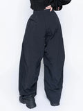 Black Chic Letters Print Parachute Sweatpants