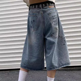Apex Graffiti Print Vintage Denim Short