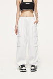 Elastic-waist Solid Cargo Pants