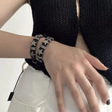 Y2K Star-Studded Leather Bracelet