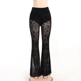 Gothic Vintage Flocking Mesh High Pants