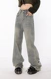 Raw Edged Baggy Washed Denim Pants