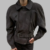 Chic Moto Zipper Belt Jacket
