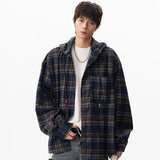 Versatile Y2K Plaid Hooded Long Sleeve Shirt