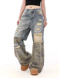 Vintage Washed Blue Ripped Baggy Jeans