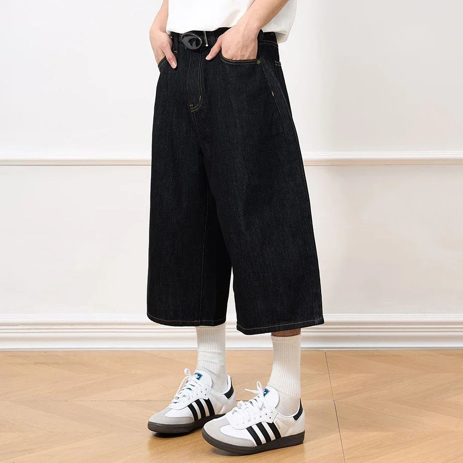 Vintage Black Baggy Denim Shorts