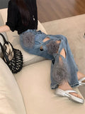 Butter-Smooth Floral Wide Leg High Waist Jeans
